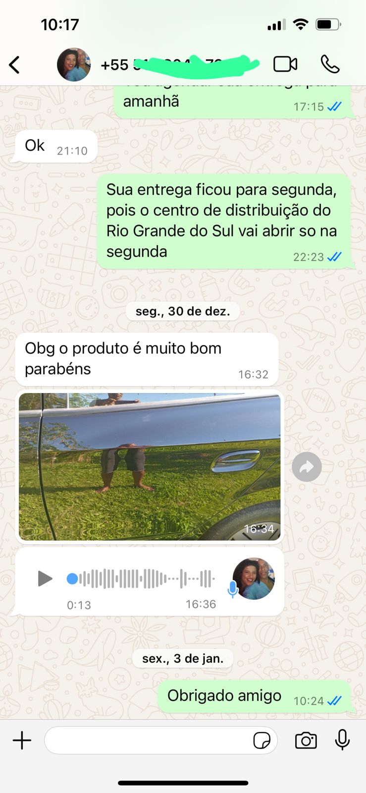 Print de WhatsApp — depoimento real de cliente 3