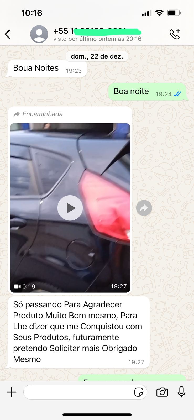 Print de WhatsApp — depoimento real de cliente 2
